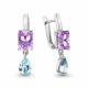 Серебряные серьги AQUAMARINE А45032377 с топазом и аметистом
