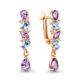 Серьги из золочёного серебра AQUAMARINE А45034030А-п с топазом, фианитом и аметистом