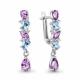 Серебряные серьги AQUAMARINE А45034030А с топазом, фианитом и аметистом