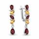 Серебряные серьги AQUAMARINE А45034034А с фианитом, цитрином и гранатом