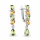 Серебряные серьги AQUAMARINE А45034038А с фианитом, хризолитом и цитрином
