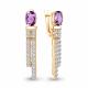 Серьги из золочёного серебра AQUAMARINE А45034204А-п с фианитом и аметистом