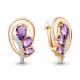Серьги из золочёного серебра AQUAMARINE А45035504А-п с фианитом и аметистом