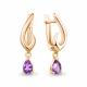 Серьги из золочёного серебра AQUAMARINE А45036704-п с аметистом