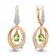 Серьги из золочёного серебра AQUAMARINE А45038607А-п с фианитом и хризолитом