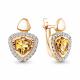 Серьги из золочёного серебра AQUAMARINE А45040706А-п с фианитом и цитрином