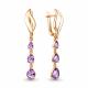Серьги из золочёного серебра AQUAMARINE А45041104-п с аметистом