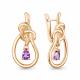 Серьги из золочёного серебра AQUAMARINE А45042004-п с аметистом