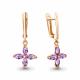 Серьги из золочёного серебра AQUAMARINE А45042404-п с аметистом