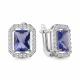 Серебряные серьги AQUAMARINE А450426603А с фианитом и танзанитом