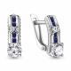 Серебряные серьги AQUAMARINE А45727Б с фианитом и гидротермальным сапфиром