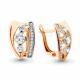 Серьги из золочёного серебра AQUAMARINE А46333А-пк с фианитом