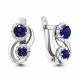 Серебряные серьги AQUAMARINE А46485Б с фианитом и гидротермальным сапфиром