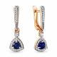 Серьги из золочёного серебра AQUAMARINE А46925АБ-пк с фианитом и гидротермальным сапфиром
