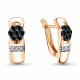 Серьги из золочёного серебра AQUAMARINE А46973АЧ-п с фианитом и ювелирным кристаллом