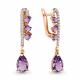 Серьги из золочёного серебра AQUAMARINE А4700804А-п с фианитом и аметистом