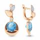 Серьги из золочёного серебра AQUAMARINE А4701988А-п с фианитом и турмалином