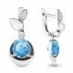 Серебряные серьги AQUAMARINE А4701988А с фианитом и турмалином