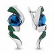 Серебряные серьги AQUAMARINE А4702193Г с гидротермальным изумрудом и Лондон топазом