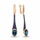 Серьги из золочёного серебра AQUAMARINE А4702593Б-п с гидротермальным сапфиром и Лондон топазом
