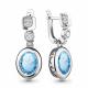 Серебряные серьги AQUAMARINE А4702788А с фианитом и турмалином