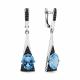 Серебряные серьги AQUAMARINE А4702892Ч с топазом и ювелирным кристаллом