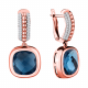 Серьги из золочёного серебра AQUAMARINE А4703493А-п с фианитом и Лондон топазом