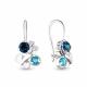 Серебряные серьги AQUAMARINE А4704062А с топазом, фианитом, эмалью, миксом камней и Лондон топазом