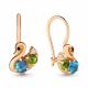 Серьги из золочёного серебра AQUAMARINE А4704131Ч-п с топазом, фианитом, хризолитом, миксом камней и ювелирным кристаллом