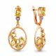 Серьги из золочёного серебра AQUAMARINE А4707106А-п с фианитом и цитрином