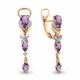 Серьги из золочёного серебра AQUAMARINE А4707504А-п с фианитом и аметистом