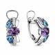 Серебряные серьги AQUAMARINE А4707830А с топазом, фианитом, аметистом и миксом камней