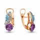 Серьги из золочёного серебра AQUAMARINE А4708130А-п с топазом, фианитом, аметистом и миксом камней