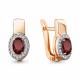 Серьги из золочёного серебра AQUAMARINE А4712503А-пк с фианитом и гранатом