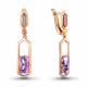 Серьги из золочёного серебра AQUAMARINE А4716404А-п с фианитом и аметистом