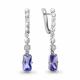 Серебряные серьги AQUAMARINE А47167603А с фианитом и танзанитом
