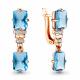 Серьги из золочёного серебра AQUAMARINE А4716992А-п с топазом и фианитом