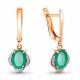 Серьги из золочёного серебра AQUAMARINE А4717009А-п с фианитом и агатом
