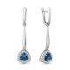 Серебряные серьги AQUAMARINE А4719608А с фианитом и Лондон топазом
