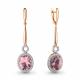 Серьги из золочёного серебра AQUAMARINE А4720090А-п с фианитом и морганитом