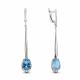 Серебряные серьги AQUAMARINE А4720292А с топазом и фианитом