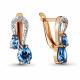 Серьги из золочёного серебра AQUAMARINE А4720805А-пк с топазом и фианитом