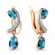 Серьги из золочёного серебра AQUAMARINE А4721108А-пк с фианитом и Лондон топазом