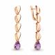 Серьги из золочёного серебра AQUAMARINE А4722504-п с аметистом