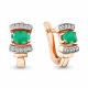 Серьги из золочёного серебра AQUAMARINE А4723209А-пк с фианитом и агатом