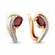 Серьги из золочёного серебра AQUAMARINE А4723703А-п с фианитом и гранатом