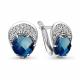 Серебряные серьги AQUAMARINE А4724693А с фианитом и Лондон топазом