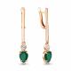 Серьги из золочёного серебра AQUAMARINE А4725409А-п с фианитом и агатом