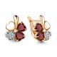 Серьги из золочёного серебра AQUAMARINE А4726103А-п с фианитом и гранатом