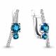 Серебряные серьги AQUAMARINE А4732208А с фианитом и Лондон топазом